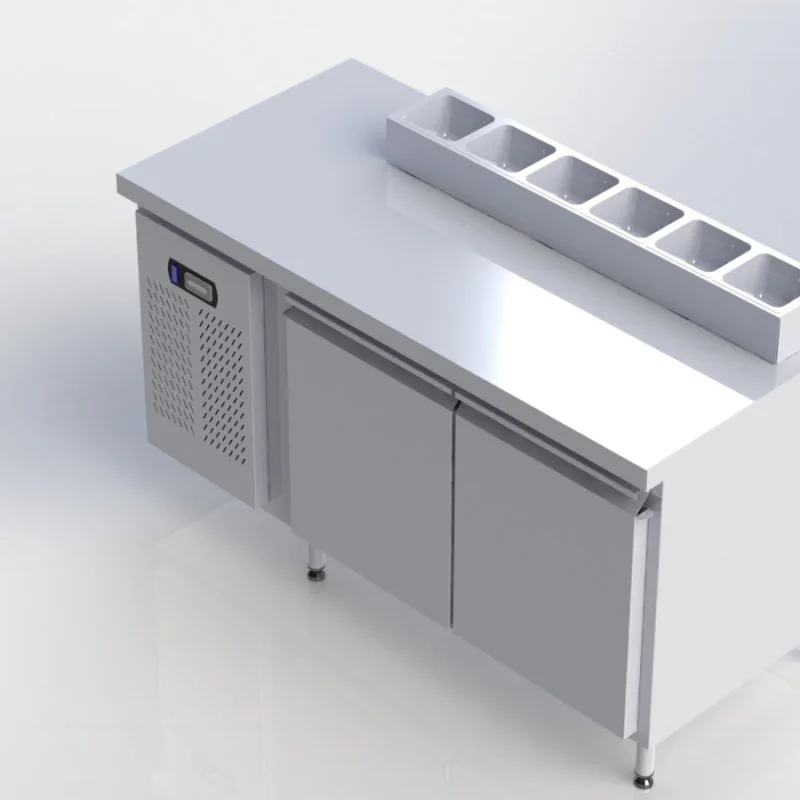 Sheffield Fabrications Counter Chiller With Cutouts For Salad Toppings & Pizzeria - view 2
